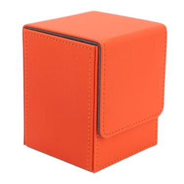 Imagem de Estojo de Armazenamento de Cartão de Couro PU Resistente a Arranhões, Fecho Magnético e Capa Dura de Costura Apertada e Forro Macio para Coleções e Jogos Adequados (Laranja)