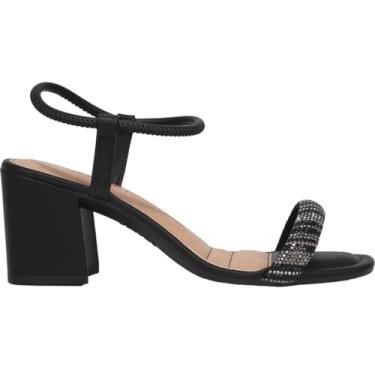 Imagem de Sandália Feminina Casual Dia a Dia Salto Grosso Tira com Pedraria Dakota Y6041