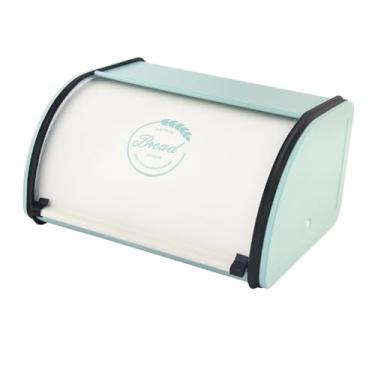 Imagem de SiaBiced Caixa de Armazenamento de Pão de Metal Moderna para Organização de Cozinha, Branco Verde S