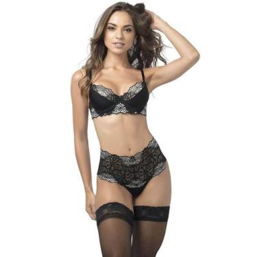 Imagem de Conjunto Rendado Preto DeMillus 74531/57531, Preto, 52/XG