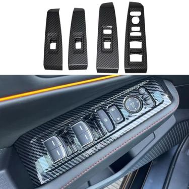 Imagem de AOKIO Painel de interruptor de janela de porta interior, acabamento de botão de controle de janela para acessórios Honda Accord 2023 2024 2025 (estilo carbono sem botões de aquecimento de assento)