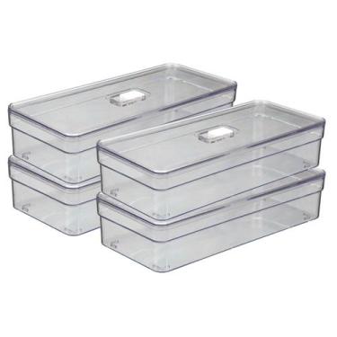 Imagem de Kit 4 UN Organizadores Acrilico Com Cesta Ideal Para Geladeira - PLAST