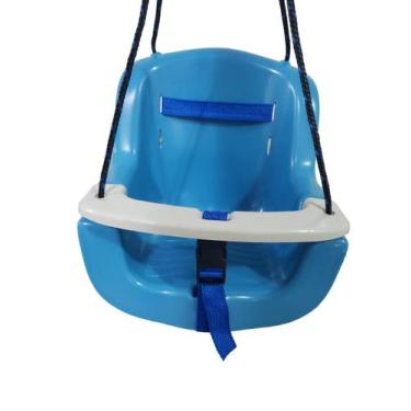 Imagem de Balanço Infantil Plástico AZUL Bebê Criança Cadeirinha Com Corda - Cia