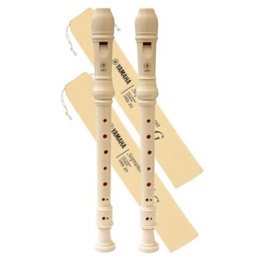 Imagem de 2 flautas yamaha doce soprano germanica yrs-23g