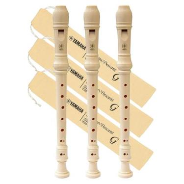 Imagem de 3 flautas doce yamaha soprano germânica yrs-23g