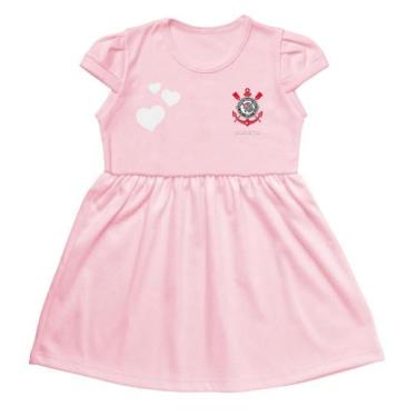 Imagem de Vestido Infantil Corinthians Rosa Torcida Baby, Rosa, Tam 4