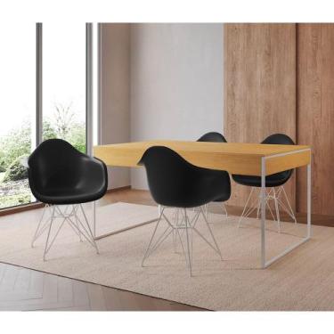 Imagem de Mesa Jantar Industrial Filadélfia Canela 137x90cm com 4 Poltronas Eame