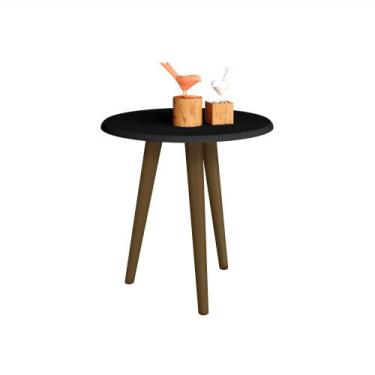 Imagem de Mesa Lateral Retrô Com Tampo MDF Brilhante Preto Fosco Bechara, Preto 