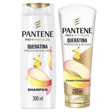 Imagem de Kit Shampoo Pantene Queratina 300ml + Condicionador Queratina 250ml