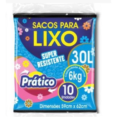 Imagem de Saco de lixo 30 litros preto prático pct/ 10 unid - E A COSTA 