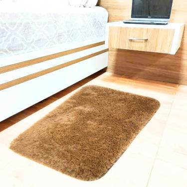 Imagem de Kit 2 Tapetes Peludo Felpudo para Quarto Sala Banheiro Entrada de Casa 40 x 60 cm Minicasa (Marrom Claro)