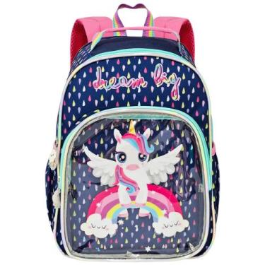 Imagem de Mochila De Costas Escolar Infantil Grande Meninas Unicórnio - Denlex, 
