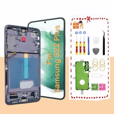 Imagem de Tela LCD de substituição OLED Galaxy S22 Plus para Samsung Galaxy S22 Plus 5G Touch Digitalizador, tela de montagem com moldura S22+ S906U S906B, preto, suporte para impressão digital