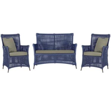 Imagem de Jogo Sofá e 2 Poltronas de Área Igapó Alumínio Pintura Marrom Corda Ná