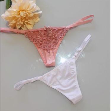 Imagem de Kit 2 Calcinhas Fio Dental Renda Com Regulagem Sex Sortidas. Tamanho U