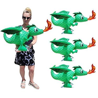 Imagem de Zugar Land Large Fire Breathing Green Inflatable 30" Dragons (12 Pack) Flying, Hanging and Free Self Standing Perfect Decoration for King Throne Castle Game Theme Birthday Party. (12)