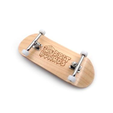 Imagem de SPITBOARDS® 36mm Fingerboard Complete Wood Pro Set-Up (Pre-Assembled, Handcrafted 5-Layers), 36 mm Pro Trucks, CNC Bearing Wheels, Lasered Foam Grip Tape (Lasered Deck Size: 36 x 96 mm), 'Maple Wood'