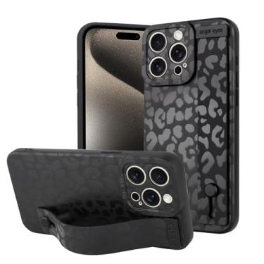 Imagem de OOK Compatível com iPhone 15 Pro Max Leopard Cheetah Case com alça de pulso, capa fina de proteção à prova de choque de leopardo preto TPU com proteção de câmera para mulheres meninas, para 6,7 polegadas