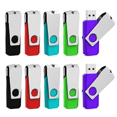 Imagem de Aiibe Pen Drive de 32 GB Pacote com 10 32 GB USB 3.0 Pen Drive USB 32 GB Jump Drive Memory Stick Zip Drive (10 pacotes, 5 cores misturadas: preto, vermelho, ciano, verde, roxo)