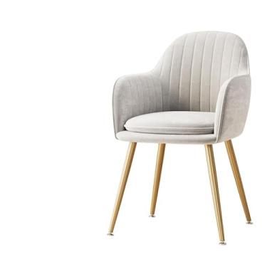 Imagem de XINCHANG Poltrona cadeiras de lazer para sala de estar, cadeira estofada de leitura com detalhes de maquiagem, cadeiras de escritório com pernas de metal (branco [pernas douradas, sem travesseiro])