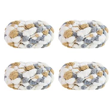 Imagem de 4 bolas de fio Pomp-A-Doodle, 100% poliéster Jelly Bean POM-POM para crochê, cobertor de tricô, tapete para animais de estimação, 600 g (mármore misto)