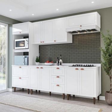 Imagem de Cozinha Pérola com Tampo 5 Peças Torre Quente Aéreo 3 Portas Balcão 12