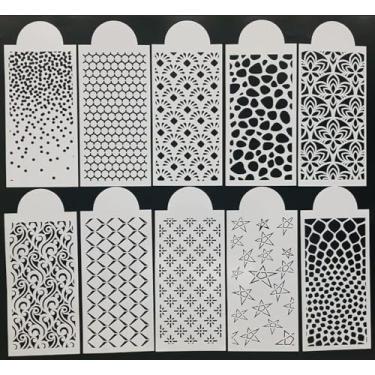 Imagem de Alinacutle 10 modelos de pintura de estênceis de plástico reutilizáveis, modelos de estêncil para scrapbook, biscoitos, azulejos, móveis, decoração de piso, desenho, artesanato, faça você mesmo