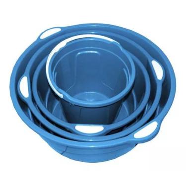 Imagem de Kit 3 Bacias 35, 25, 15L + Balde 10 Litros - Azul - Acquamar Utilidade
