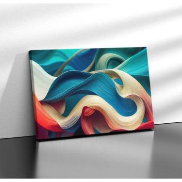 Imagem de Quadro Tecido Canvas Abstrato Ondas Mistura de Cores Arte - LindaCasaP