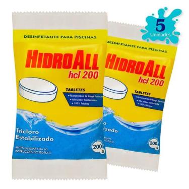 Imagem de Pastilha de Cloro HCL 200 Hidroall 200gr - 5 unidades