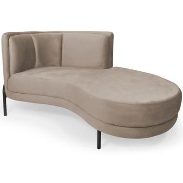 Imagem de Chaise Direito Sala de Estar Penélope Base Preto Veludo Bege Claro - N