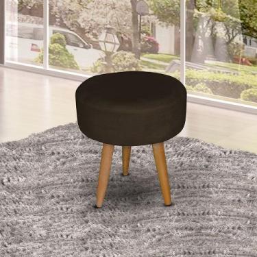 Imagem de Kit 9 Puff Redondo Pé Palito Suede Marrom - Ninho Decor