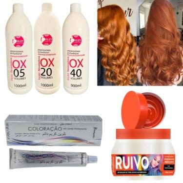 Imagem de Kit Cabelos Red Matizador 250g + Tinta C/ Ox - Juzy Cosméticos, 6.4 + 