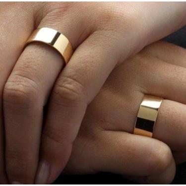 Imagem de Alianças Casamento 7 mm Ouro 18 Kilates Noivado Casal Maciça 8.50 Gram