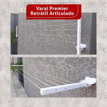 Imagem de Varal de parede articulado aluminio branco 50 cm premier - home varais
