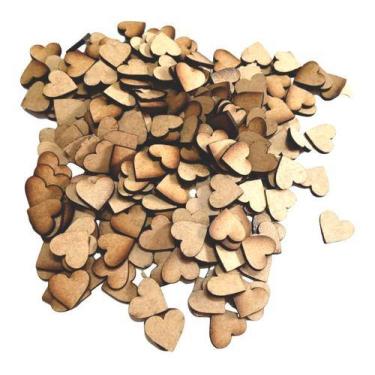Imagem de 100 Apliques Coração Em Mdf Cru 3 X 3 Cm - Artesanato Taqua Laser
