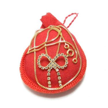 Imagem de Corrente Feminina 40/45cm 1mm Laço Folheado Ouro 18k CR370 - WNBIJOUTE