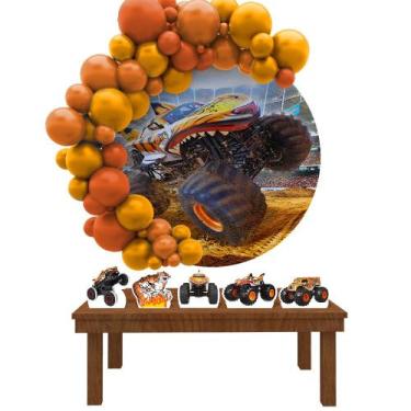 Imagem de Kit Festa Painel Redondo Tiger Shark Tubarão Tigre Monster Truck - IMP