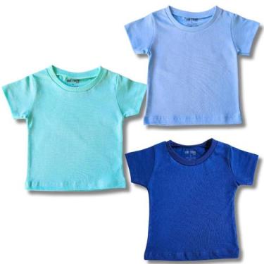 Imagem de Kit 3 Camiseta Manga Curta Lisa Para Bebê Menino Menina P M G - BigToo