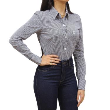 Imagem de Camisa Feminina Xadrez Preto Manga Longa Classic 34471