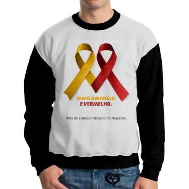 Imagem de Moletom Maio Amarelo e Vermelho Adulto UNISSEX blusa casaco - Alemark,