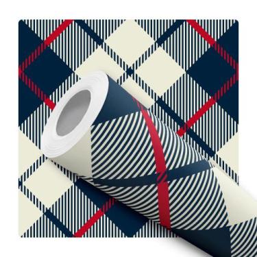 Imagem de Papel De Parede Vinílico Xadrez Azul Quarto 5m - DELIQUADROS, 5 Metros