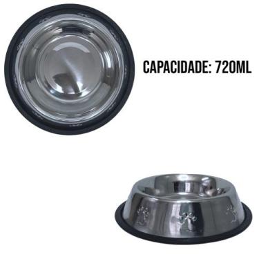 Imagem de Comedouro Bebedouro Para Cachorro Gato Inox Antiderrapante Resistente 