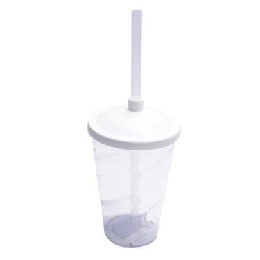 Imagem de 5 Twister Acrílico Cristal 400ml C/ Tampa E Canudo Colorido - M&ca. Pl