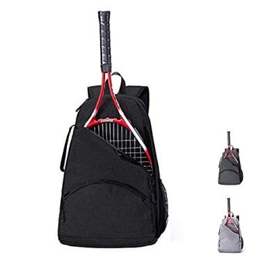Imagem de QCWN Bolsa de tênis, mochilas de tênis e bolsas de pickleball para homens, mulheres e crianças, mochila/bolsas para raquete de tênis para guardar 1 ou 2 raquetes esportivas, porta-raquetes para bolas