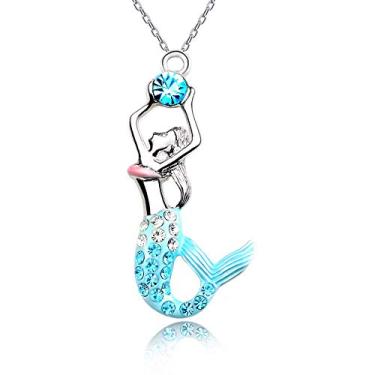 Imagem de Tarsus Colar de cristal de sereia para meninas, corrente 45 + 5 cm, Cristal, Zircônia cúbica