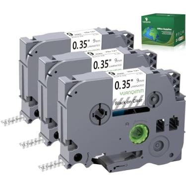 Imagem de YUANQIMM TZe-121 9 mm TZe TZ Fita transparente compatível com Brother P Touch Label Maker Tape TZ-121 TZe121 TZ121 9 mm 0,35 laminado preto em transparente para PT D200 D400 D210 D220 H110 1880,