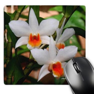 Imagem de 3dRose Mouse pad LLC 20,3 x 20,3 x 0,63 cm, orquídeas brancas (mp_6637_1)