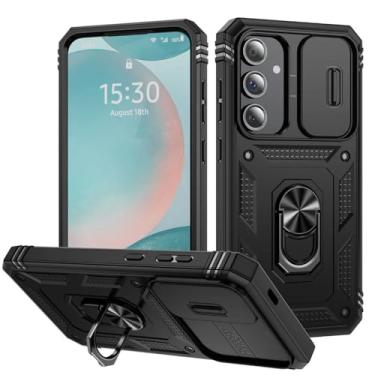 Imagem de Capa para Samsung Galaxy S24 S23 S22 FE Ultra Plus A55 A35 A15 Slider Camera Protect 360 Proteção total Capa de suporte, preta, para Samsung S21