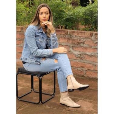 Imagem de Dina Mirtz, Coturno Feminino Bico Fino Dina Mirtz Tamanho:35;cor:Nude